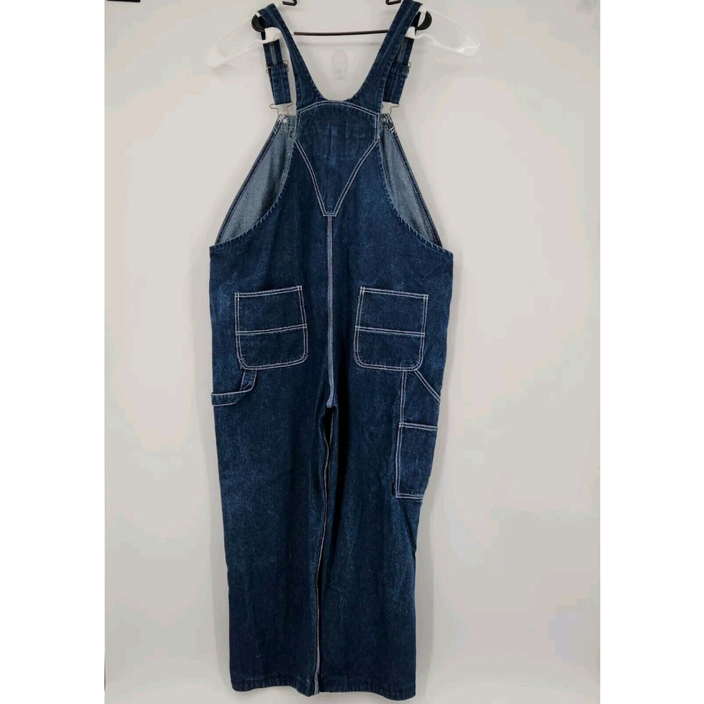 Mens Real Work Wear Denim Bib Overalls Relaxed Fit Blue 44W 30L Outdoor Mechanic - Picture 4 of 12